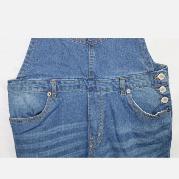 LOVE TREE DENIM DISTRESSED BIB OVERALLS SIZE MEDIUM BLUE - Picture 5 of 8